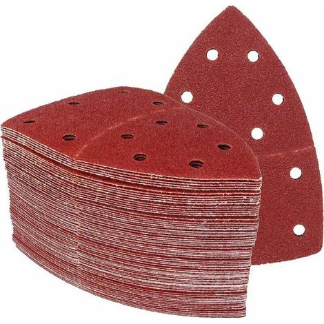 Feuilles abrasives triangulaires 105 x 152 mm grain 80 lot de 50 rouge (1/4)