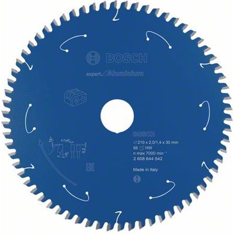 Bosch Kreissägeblatt Expert for Aluminium für Akku-Tischkreissägensägen 210 x 2 / 1,4 x 30 66 Zähne - 2608644542