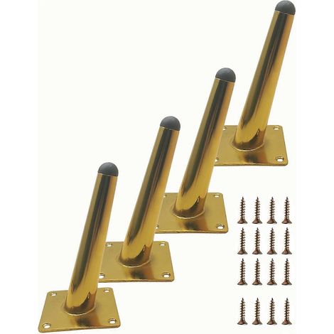 Ensemble de 4 pieds de meuble réglables, pieds de 8 pouces, couleur or luxueuse, pieds fuselés pour meuble TV, coiffeuse, table basse, canapé, style médiéval, pieds inclinés de 4 pouces (10 cm). (1/5)