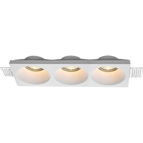 Portalámparas empotrable rectangular triple LED V-TAC 3GU10 en yeso con corte limpio