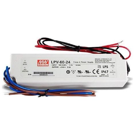 Mean Well LPV-60-24 LED-Trafo Konstantspannung 60 W 0 - 2.5 A 24 V/DC nicht dimmbar, Überlastschutz