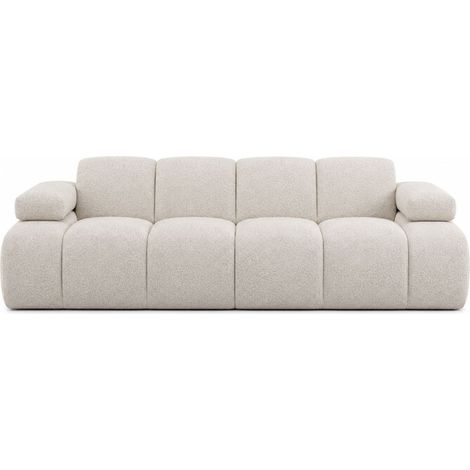 RAVELLO - Canapé droit tissu chenille 3 places Beige (1/5)
