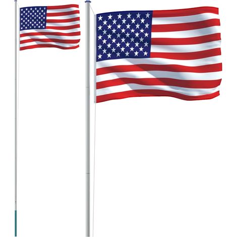 Drapeau des États-Unis et mât 6,23 m Aluminium CFW839665 (1/5)