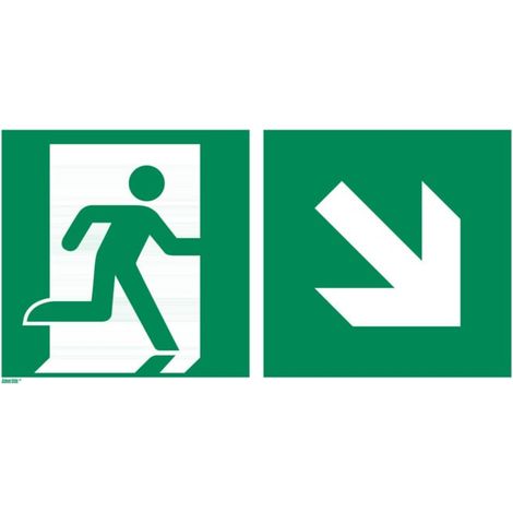Signaux de secours Issue de secoursà droite vers le bas, Type: 12300