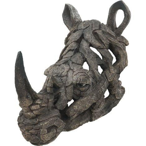 Trofeo decorativo da parete testa di rinoceronte in poliresina per interni ed esterni 26 cm 040008615