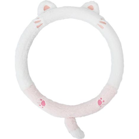 (Chat) Housse de volant en peluche pour voiture, housse de volant universelle 15 pouces (38 cm), protection de volant de voiture, housse de volant de voiture, housse de volant en peluche (1/5)