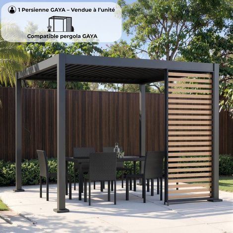 Persienne aluminium pour pergola - GAYA - Compatible PERGOLAGAYA - Gris et naturel - 229 x 93 cm (1/5)