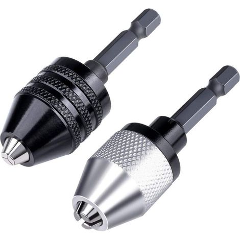 Schnellspannfutter-Adapter für Bohrmaschinen – 2 Stück, 0,3–6,5 mm, 1/4"-Sechskantschaft, schlüssellose Umrüstung (1/4)