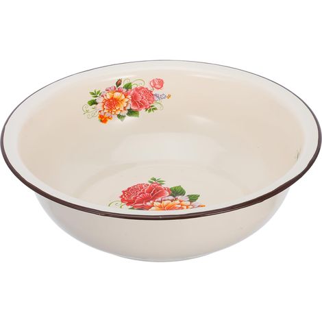 Bol de bassin en émail Bol mélangeur vintage en émail 30 cm Bol alimentaire chinois rétro Lavabo Grand plateau mélangeur Bol à soupe Bassin encastré (1/5)