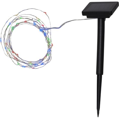 Solar-Lichterkette ,Dew Drop', separates Solarmodul, 50 Tautropfen LEDs, buntes und weißes Licht, L 500cm (1/5)