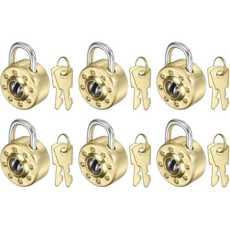 6er Set Mini Vorhängeschlösser Gold mit 2 Schlüsseln pro Schloss