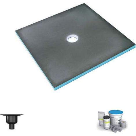 Receveur de douche à carreler 100 x 100 WEDI Fundo Primo carré écoulement centrée + bonde verticale + kit d'étancheité