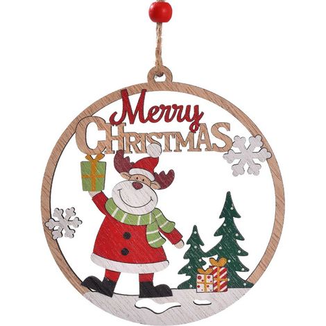 Ornement De Noël - En Bois - Pour Arbre À Noël Porte Fenêtre Ou Mur - Décoration Intérieure Hivernale - Lot De 1 Pièce (1/2)