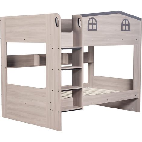 Hector Small Double Bunk Bed - L143 x W169 x H198 cm - Ash Grey