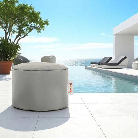 Pouf extérieur imperméable gris - forme ronde ARTA (1/2)