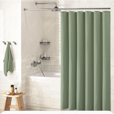 Gaufre Rideau Douche Baignoire Tissu Polyester Lavable en Machine Rideau Salle de Bain avec 12 Crochets Rideau Salle de Bain Imperméable 183 x 183 cm (1/5)
