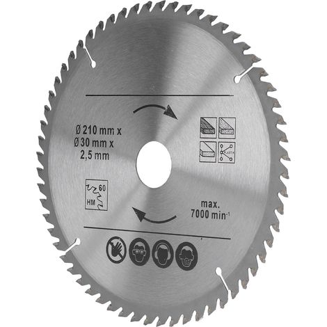 Kreissägeblatt aus Hartmetall für Holzbearbeitung, Gehrungssägen, Tischkreissägen, zum Schneiden von Holz und Kunststoff, 8‑1/4 Zoll, 210X60TX30 (1/5)