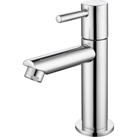 Robinet Eau Froide Robinetterie Lavabo pour Lave-Mains Robinet Salle de Bain Corps en Laiton Chromé Mousseur Démontable Haute Qualité (1/4)
