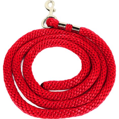 Longe pour cheval avec mousqueton, corde d'entraînement haute résistance et résistante, 2 m (6,6 pi), rouge, idéale pour l'entraînement, la compétition et la traction quotidienne. (1/5)