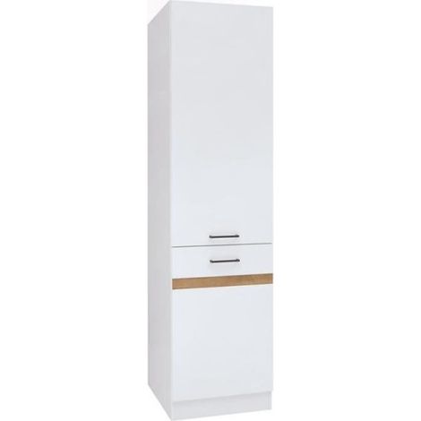 JUNONA Colonne de cuisine 2 Portes ouverture droite - L 50 x H 196 x P 46 cm - Blanc brillant (1/5)