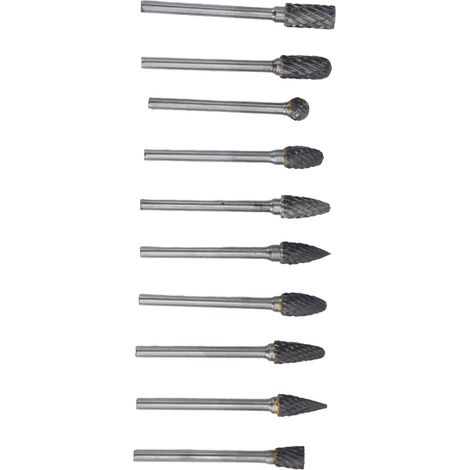 Lot de 10 limes rotatives en carbure cémenté, tête de meulage haute vitesse à double coupe en acier au tungstène pour polissage double motif (1/5)