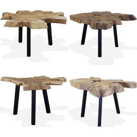 Couchtisch Massivholz Teak 80x70x38 cm - Vintage Stil - Couchtisch - Teakholzt Tisch - Massivholz Möbel - Handgefertigter Couchtisch - Home & Living (1/5)