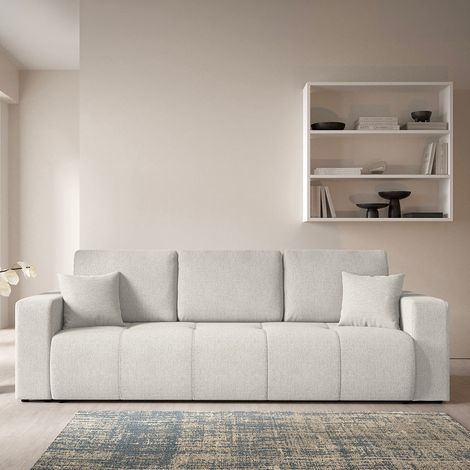 3-Sitzer-Sofa mit Schlaffunktion und Stauraum Vasco Hellgrau (1/5)