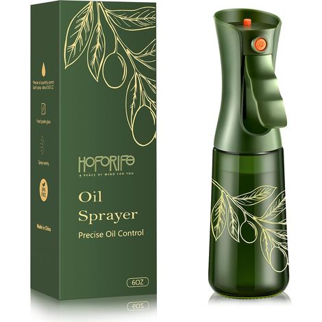 Pulvérisateur d'Huile en Verre, Vaporisateur pour Huile Olive et Cuisine, Spray Air Fryer avec Contrôle des Portions( Fleurs vertes et dorées, 227 ml) (1/5)