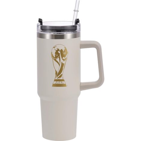 1,2 l (40 oz) doppelwandiger Isolierbecher mit Henkel und Strohhalm, limitierte FIFA Fußball-Weltmeisterschaft 2026, aus hochwertigem Edelstahl (1/5)