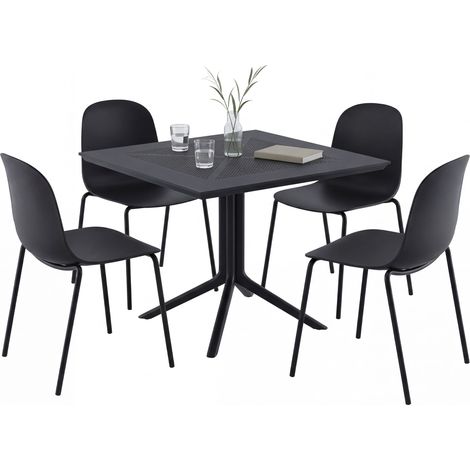 Conjunto de muebles de jardín Zeron con 4 sillas Negro (1/5)