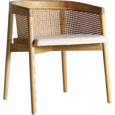 Fauteuil élégant Vikan en olme et rotin - Teinte naturelle bois clair et beige (1/5)