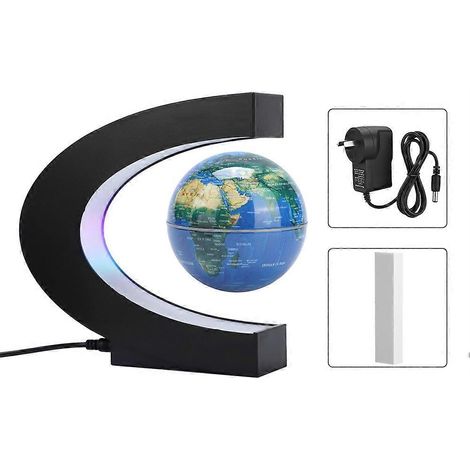 Globe Flottant Magnétique 3D en Forme de C avec Carte du Monde, Lampe LED Décorative pour Bureau et Maison, Lévitation Électromagnétique, Objet de Décoration Unique (1/5)
