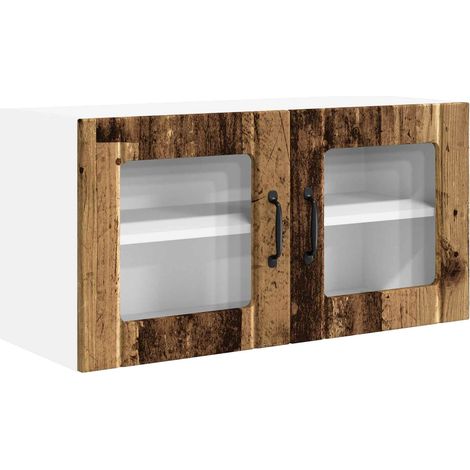Maison Exclusive - Mobile in vetro da parete PORTO Legno vecchio 80 x 31 x 40 cm