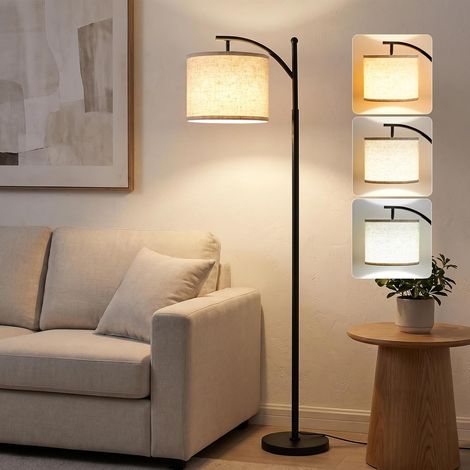Floor Lamp, Modern Floor Lamp with 3 Colour Temperatures, High Lamp with Adjustable Linen Shade, Vintage Lamp for Living Room, Bedroom, Office (1/5)