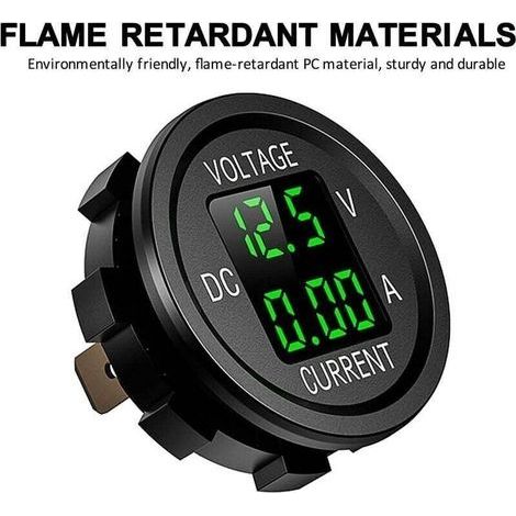Wasserdichtes digitales LED-Voltmeter (6V–48V DC) für Motorrad, Auto, LKW, Boot, Grün (1/3)