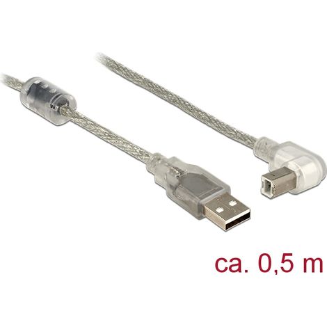 Delock cable usb 2.0 tipo-a macho  usb 2.0 tipo-b macho sesgado 0,5 m transparente