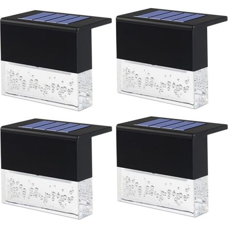 4 lumières solaires, lampes murales et d'escalier LED, étanche IP55, panneau polycristallin, pour jardin, clôture, pont et terrasse (1/5)