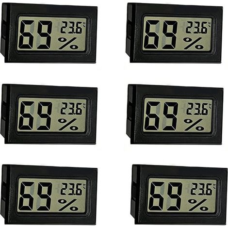 6PCS Mini Thermometre Interieur Hygrometre Digital, Petit Thermometre Maison Interieur pour Taux Humidite Maison, Hydrometre Portable pour Cave, Serre, Bureau, Thermometre Frigo (1/5)