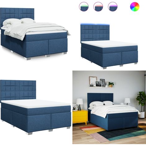 vidaXL Sommier à lattes de lit avec matelas Bleu 160x200 cm Tissu (1/5)