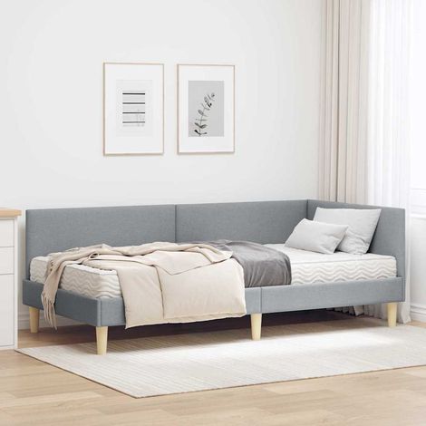vidaXL Eckbettgestell mit Matratze Sonstiges 2 pcs Hellgrau Stoff (1/5)