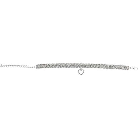 Collar blanco para perro con pedrería y colgante de corazón para decoración. (1/5)