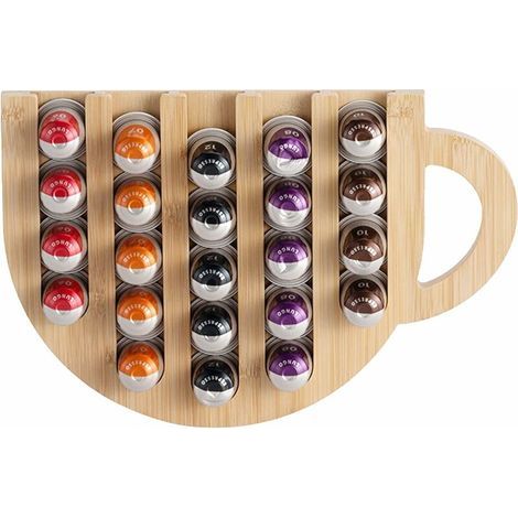 Porte Capsules,Triomphe Rangement de Capsules Autocollant, Distributeur 36x Capsule Café, Rangement Dosette Café, Support Mural peu Encombrant, Rangement Capsule Rotatif Compatible avec Capsules Nespr (1/5)