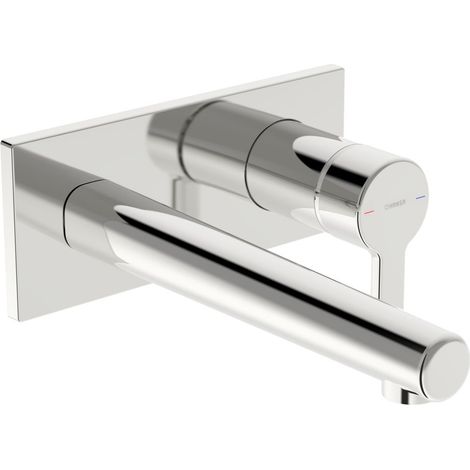 Hansa Designo Style Einhebel-Waschtischarmatur, Wandmontage, Rosette eckig, 191mm Ausladung, Chrom, 51092133 (1/5)