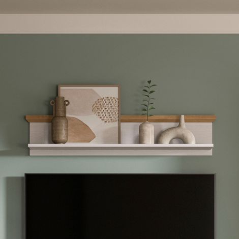 Etagère 110x18x23cm décor blanc et naturel - VERONICE (1/5)