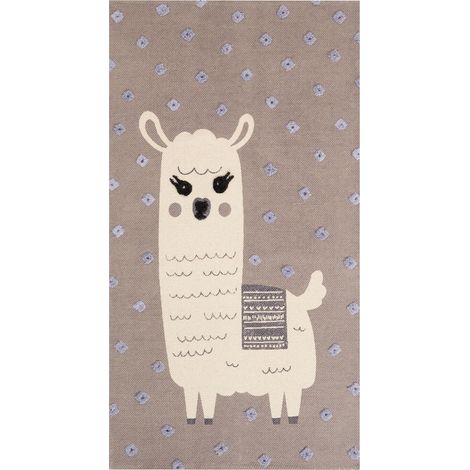Tappeto per la cameretta dei bambini Llama Print 80 x 150 cm Beige LUBUK