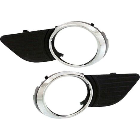 1 paire de grilles de protection chromées pour feux antibrouillard avant de pare-chocs Toyota - Noir et argent plaqué - (1/5)