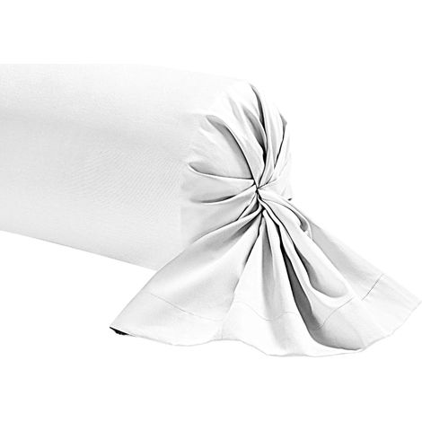 Taie de traversin blanc 100% lin 90 cm (1/3)