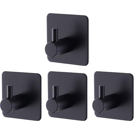 4 Crochets Adhesifs Noir Inox (1/3)