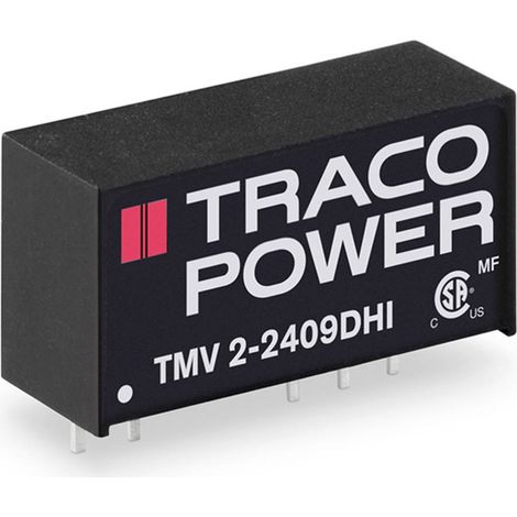 TracoPower TMV 2-1209DHI Convertitore DC/DC da circuito stampato 12 V/DC 9 V/DC, -9 V/DC 112 mA 1 W Num. uscite: 2 x Co (1/2)