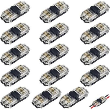 Connecteurs de câble basse tension, 15 connecteurs rapides sans soudure, 2 voies pour usage automobile, connexion fiable, compatibles avec les fils de calibre 18-22 AWG